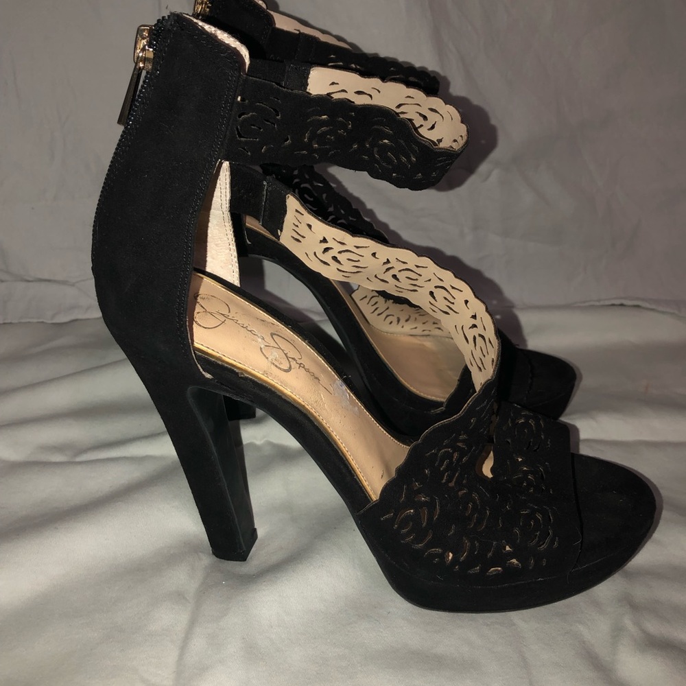 Strappy black heels